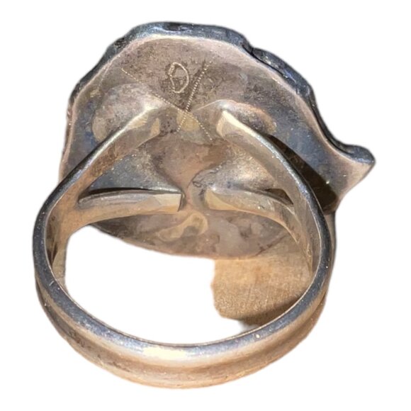 Ring Green Turquoise Silver Size 6.5 Native American Artisan Vintage Handmade - Picture 2 of 12